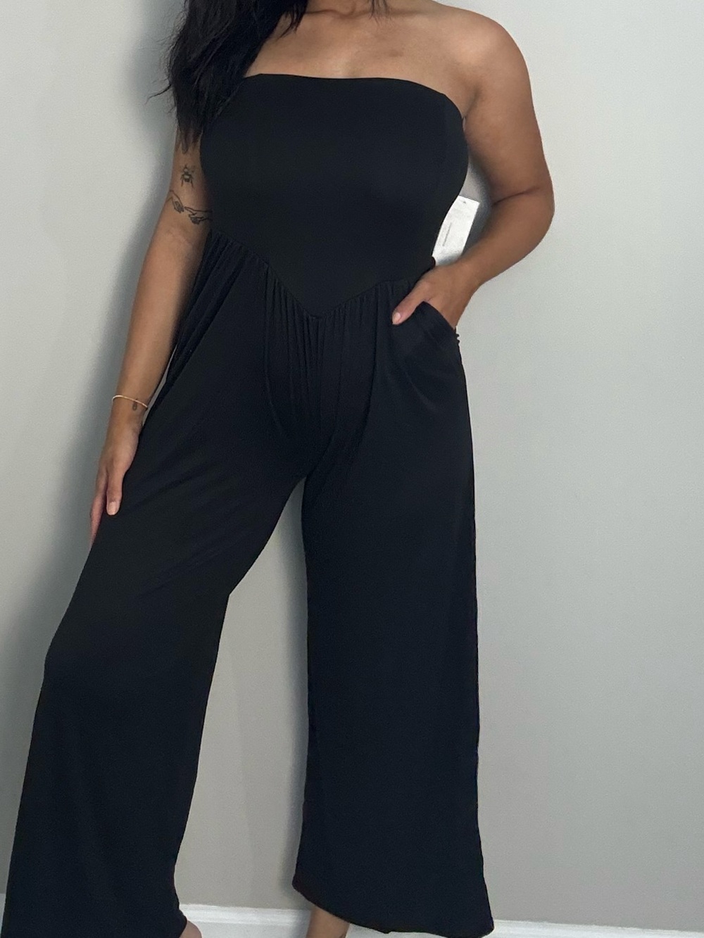 NWT Strapless Black Wide-Leg Jumpsuit - Picture 2 of 2